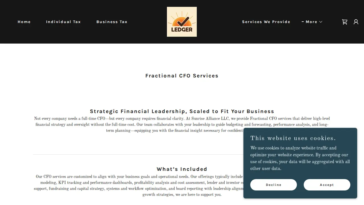 SunriseLedger.com page