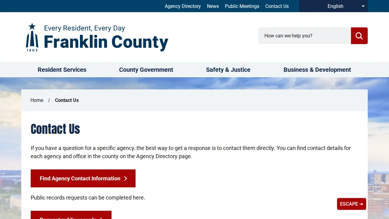 Franklin County Child Support page