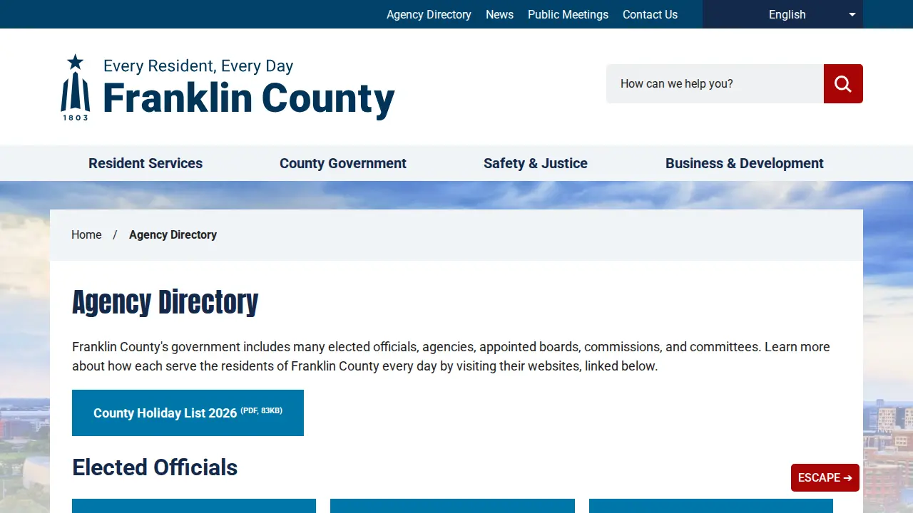 Franklin County Child Support page