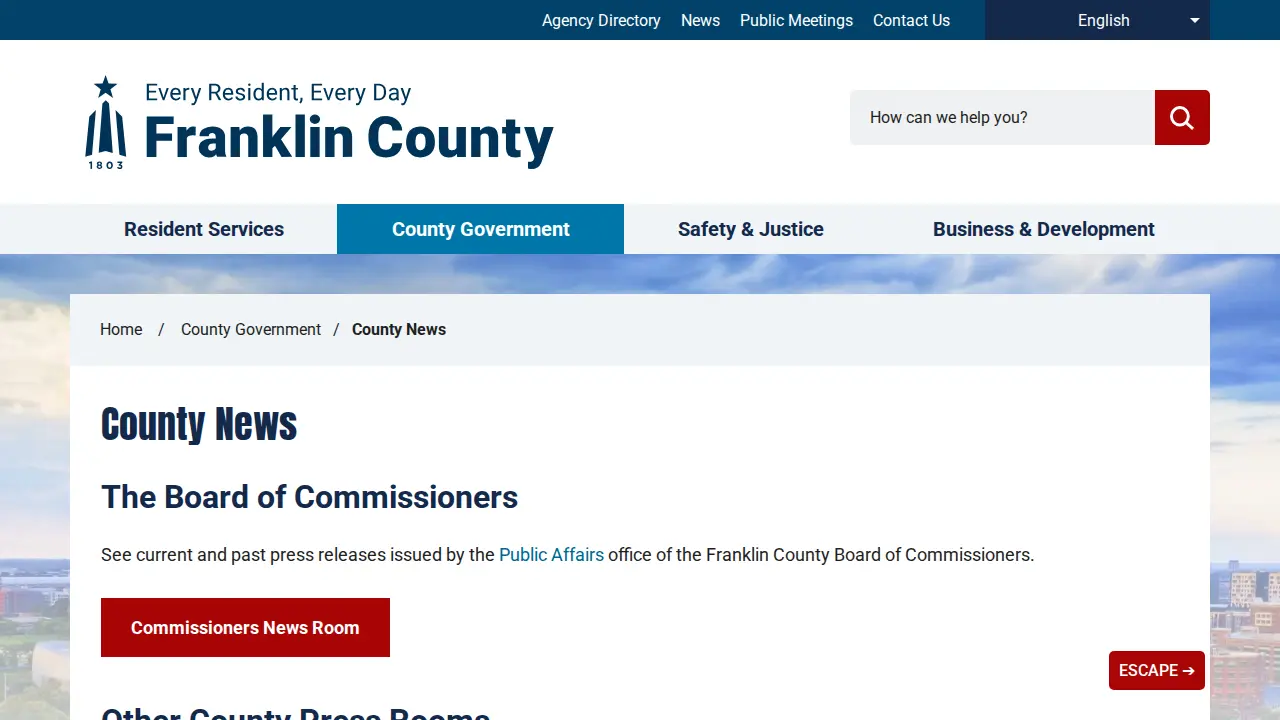 Franklin County Child Support page