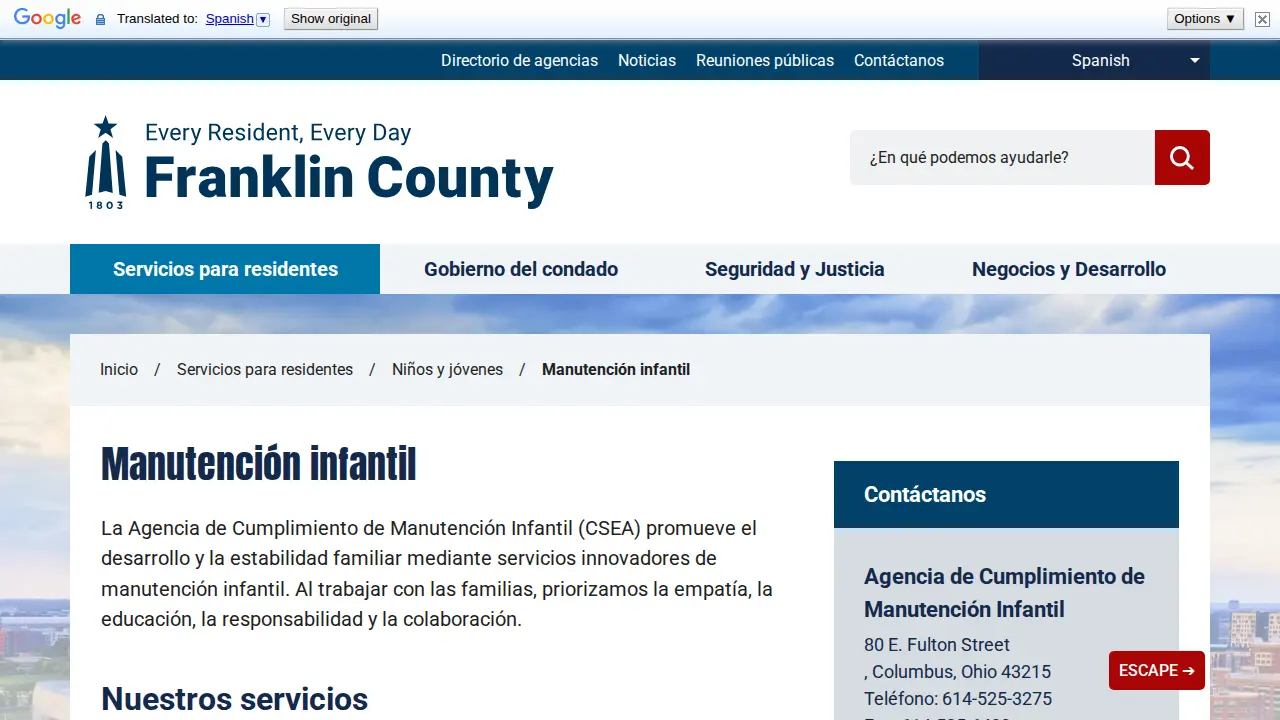 Franklin County Child Support page