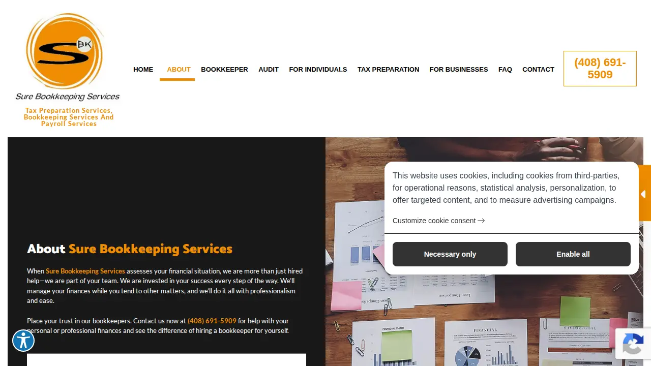 Sure Bookkeeping Services page