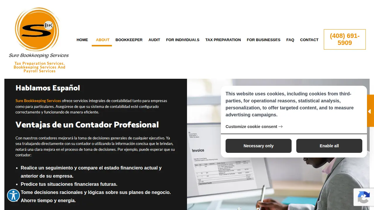 Sure Bookkeeping Services page