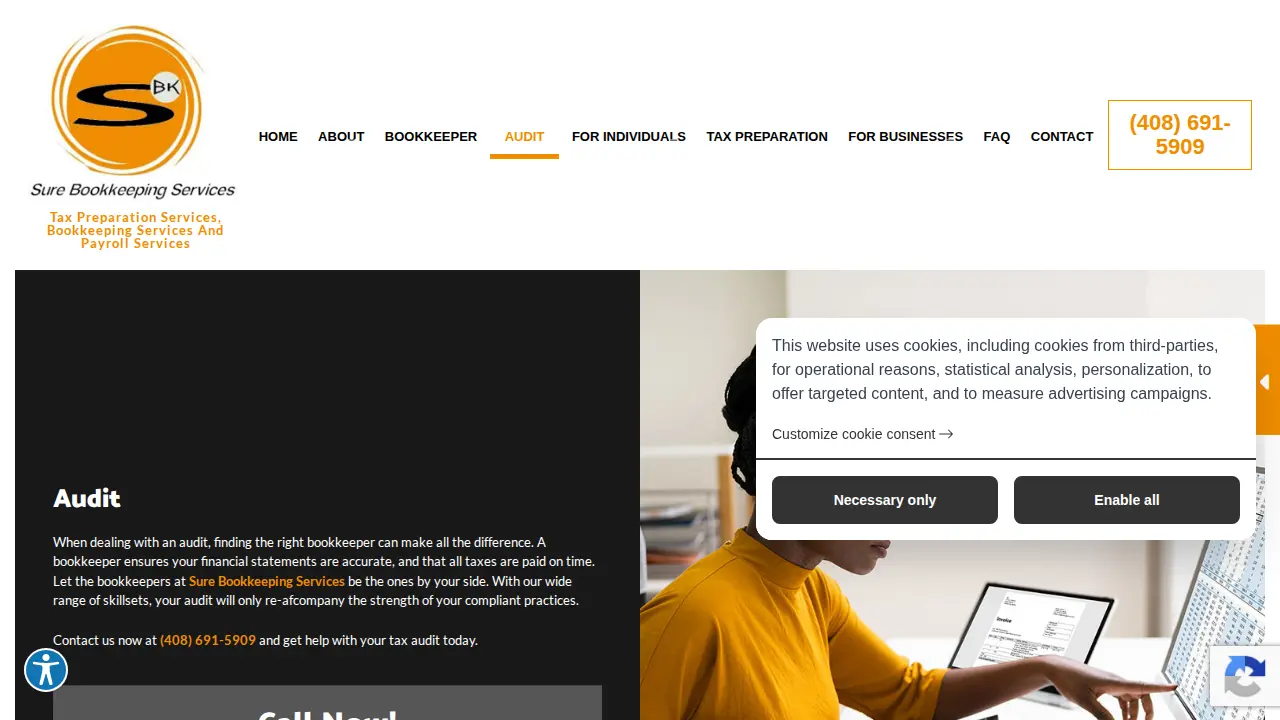 Sure Bookkeeping Services page