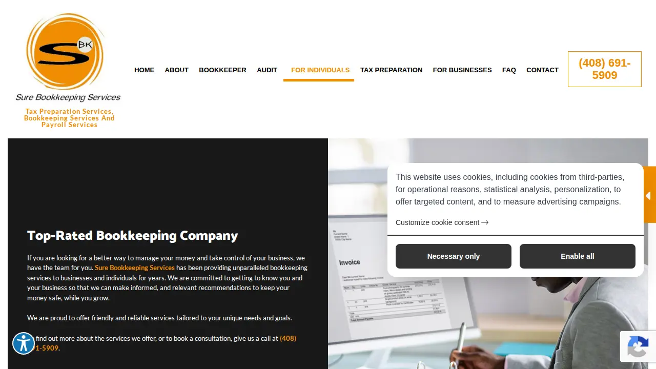 Sure Bookkeeping Services page
