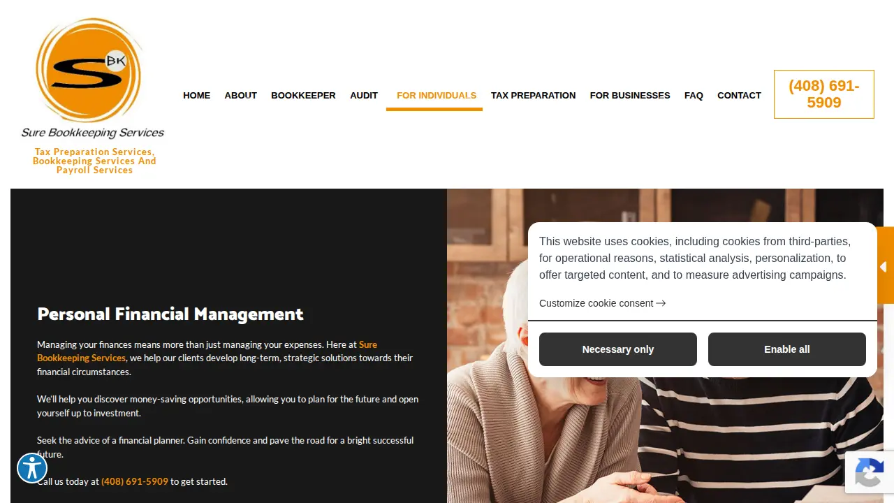 Sure Bookkeeping Services page