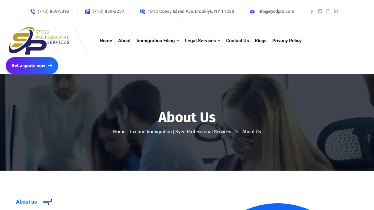 Syed Professional Services page