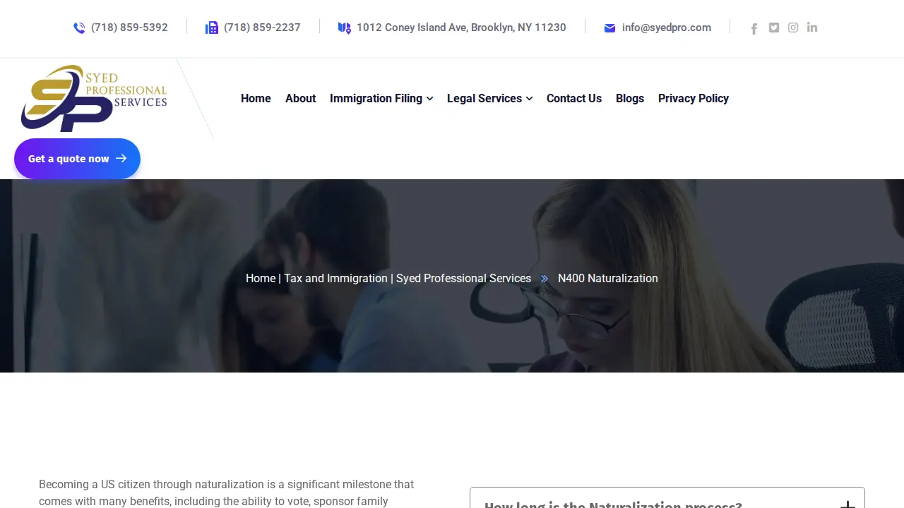 Syed Professional Services page