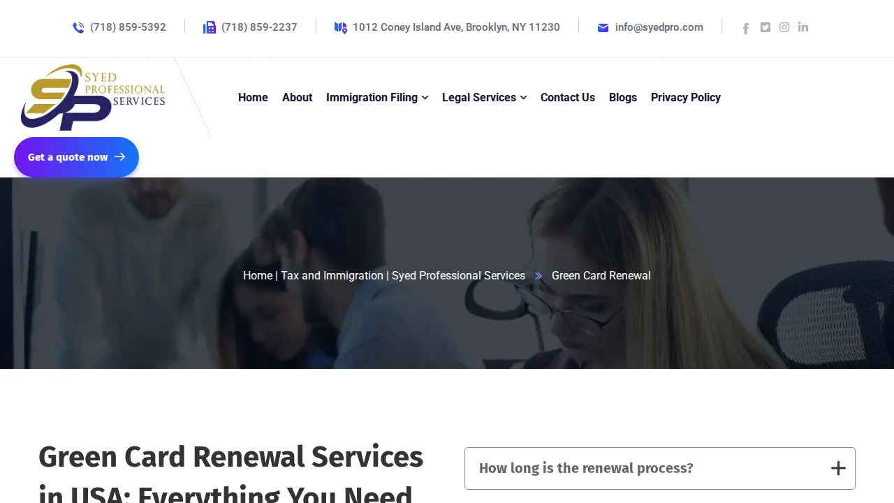 Syed Professional Services page