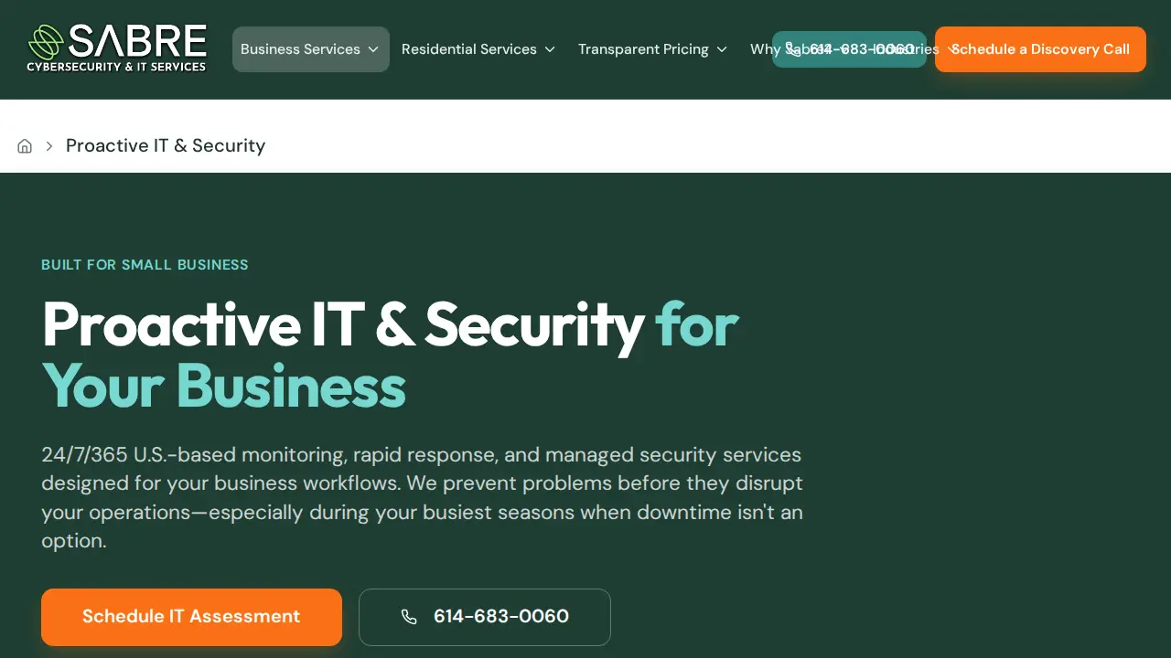 Sabre IT - Columbus IT Services Ohio page
