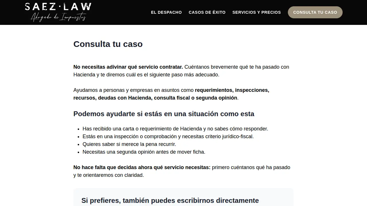 SAEZ.LAW Abogado Fiscalista Madrid page