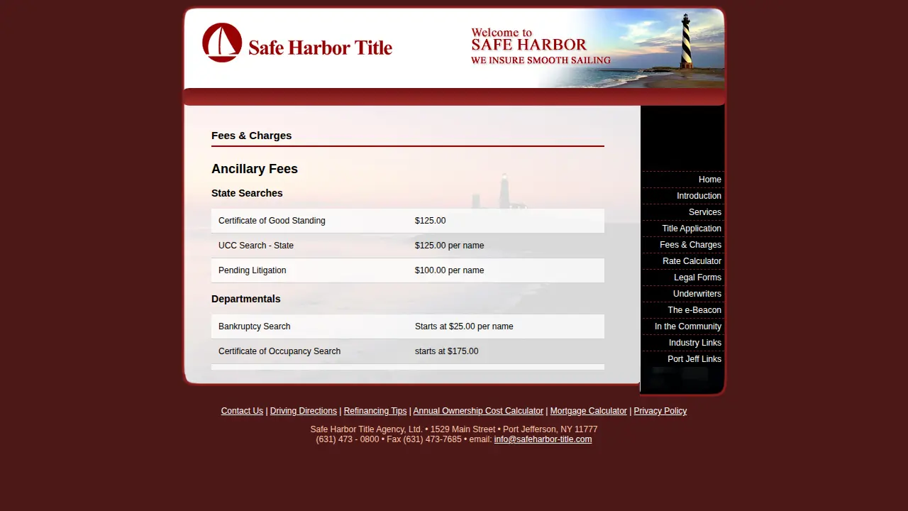 Safe Harbor Title page