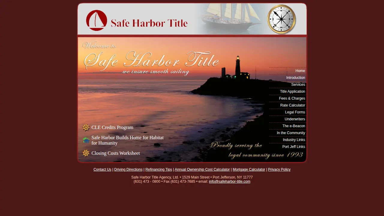 Safe Harbor Title page
