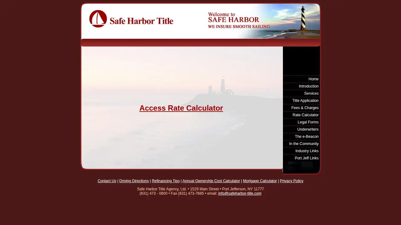 Safe Harbor Title page