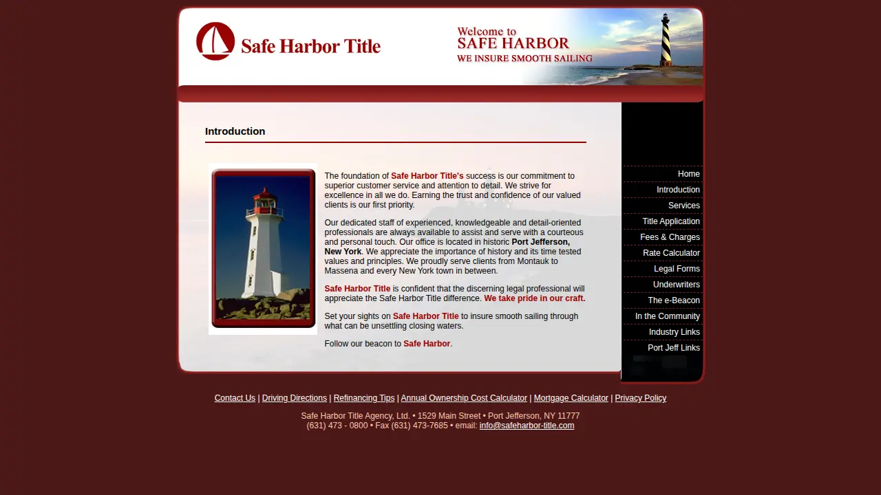 Safe Harbor Title page