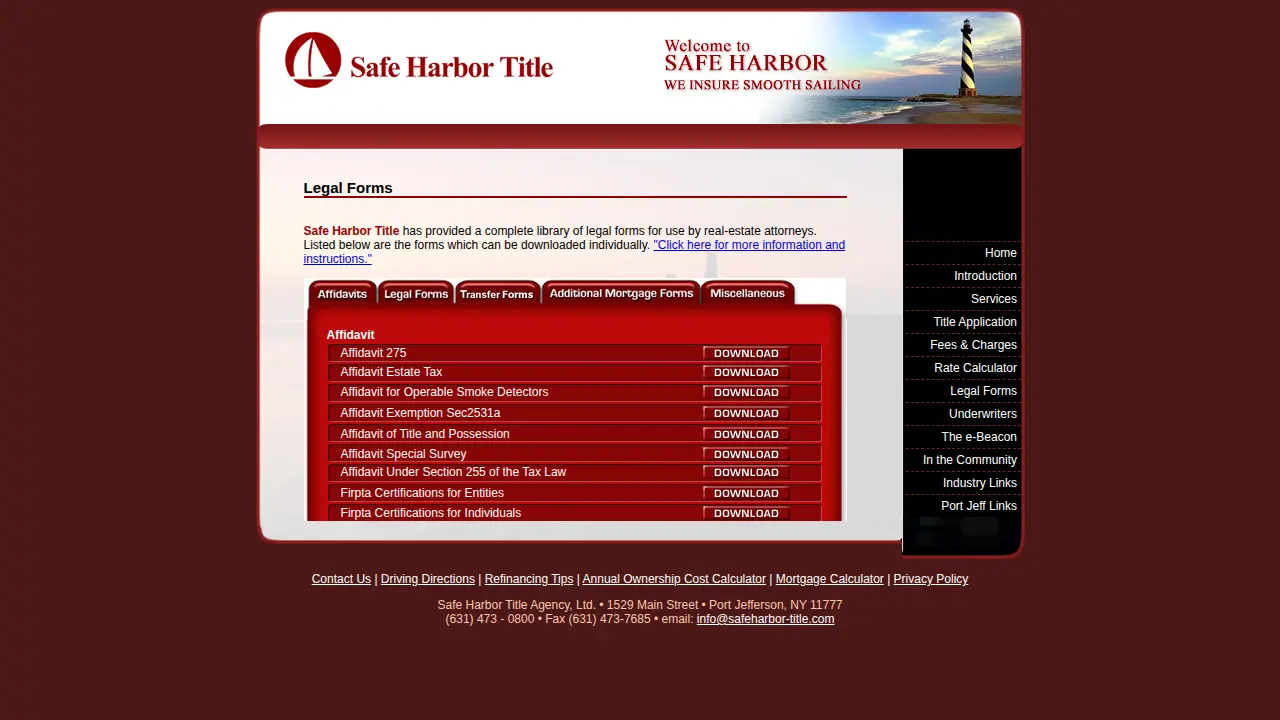 Safe Harbor Title page