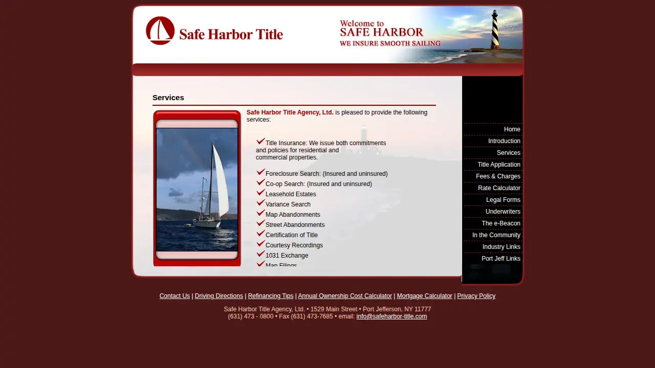 Safe Harbor Title page