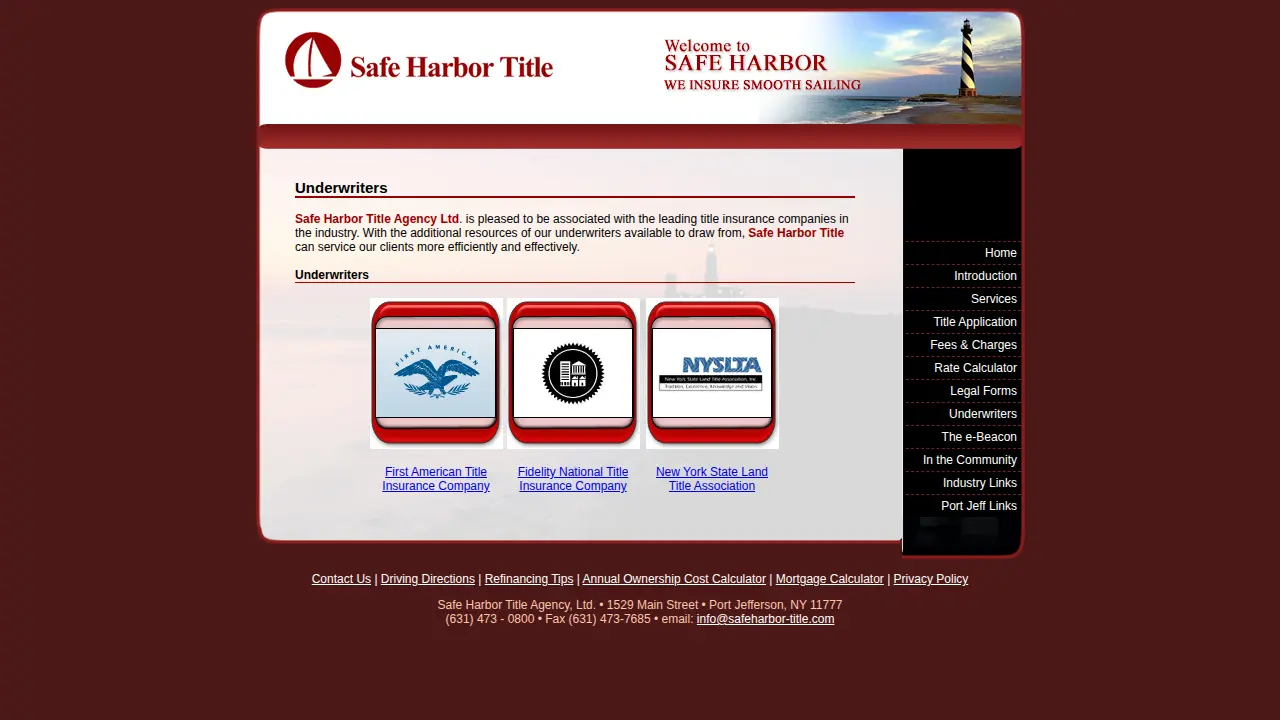 Safe Harbor Title page