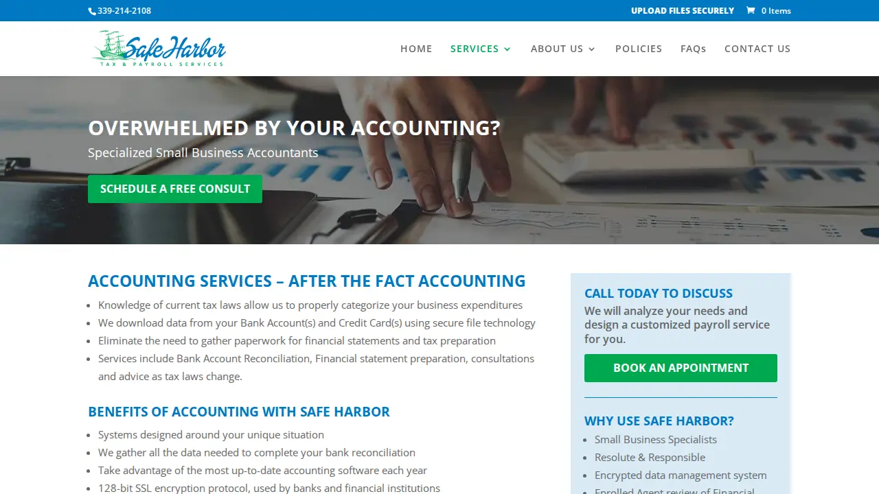 Safe Harbor Tax & Payroll page