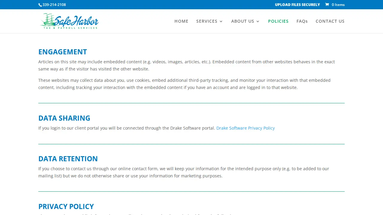 Safe Harbor Tax & Payroll page