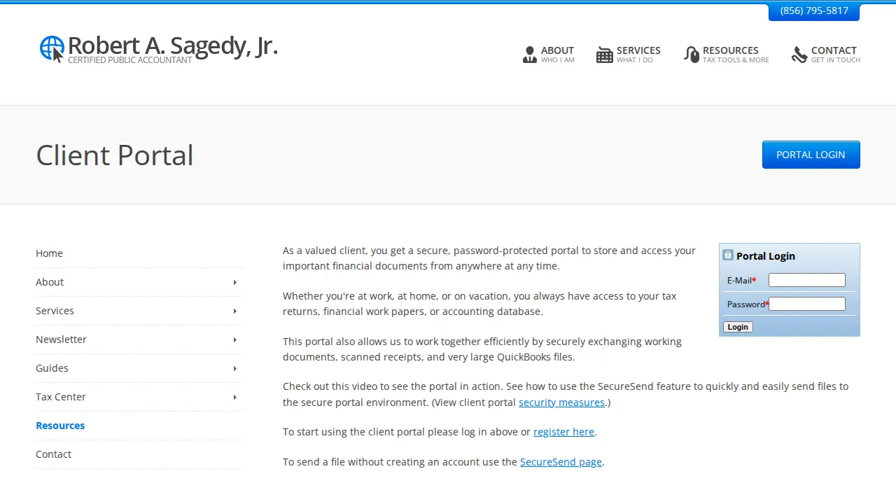 Robert A. Sagedy, Jr., CPA page