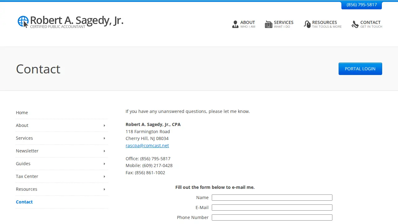 Robert A. Sagedy, Jr., CPA page