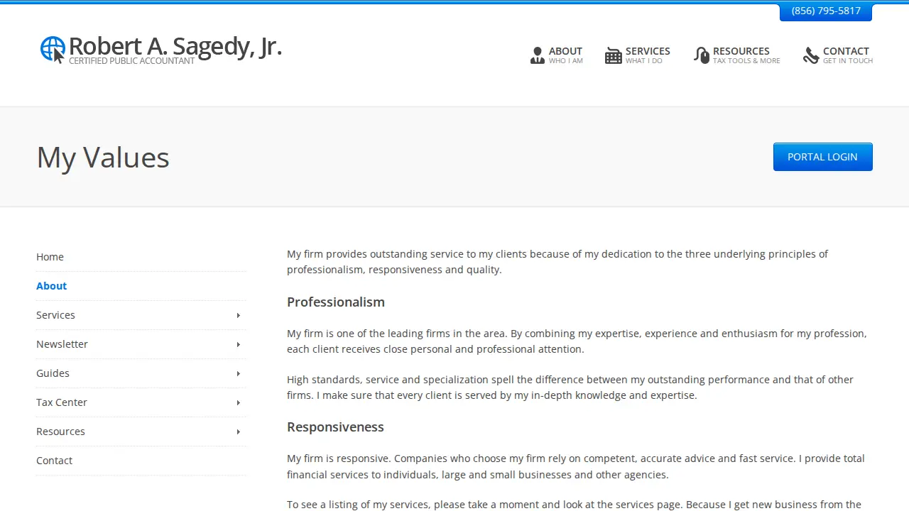 Robert A. Sagedy, Jr., CPA page