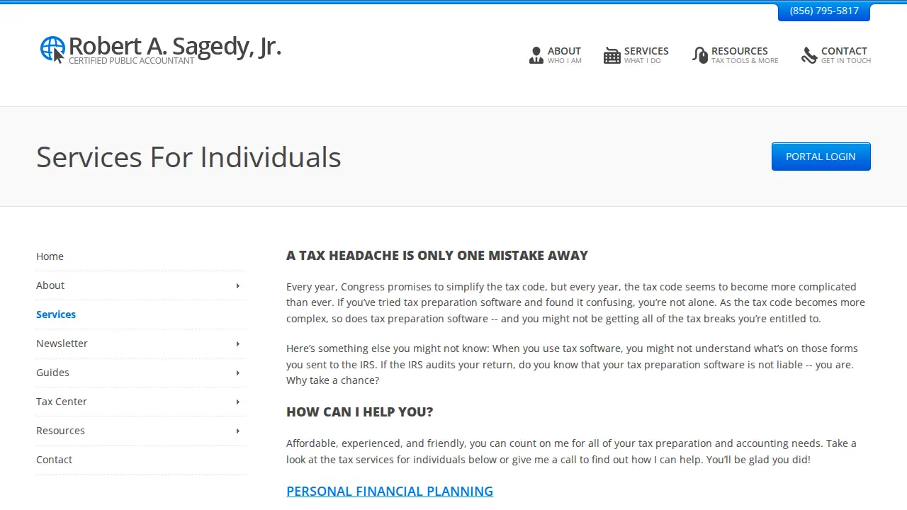 Robert A. Sagedy, Jr., CPA page