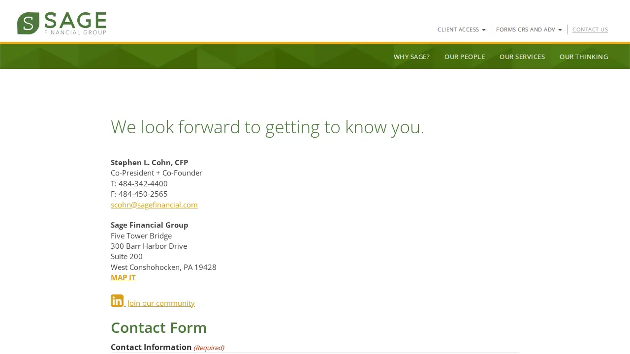Sage Financial Group page