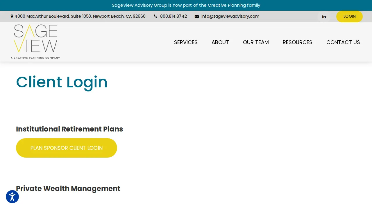 SageView Advisory Group page