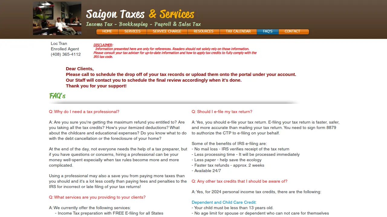Saigon Taxes page