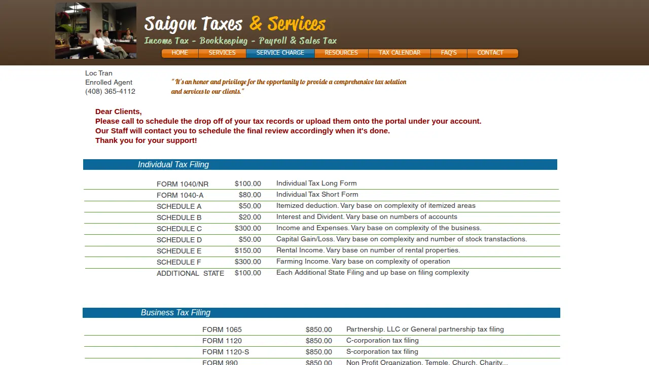 Saigon Taxes page