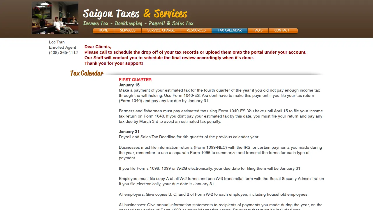 Saigon Taxes page
