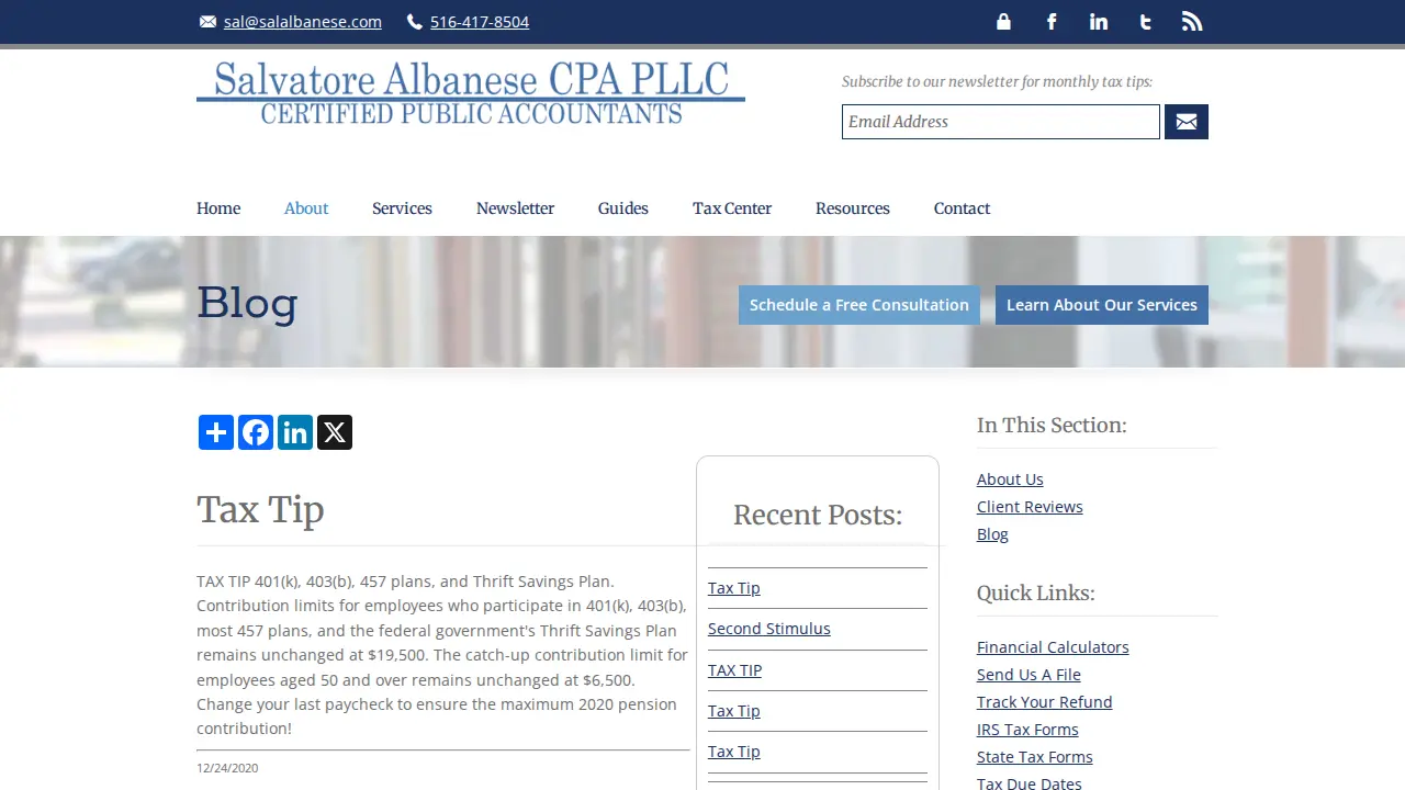 Salvatore Albanese & Company LLC CPA's page
