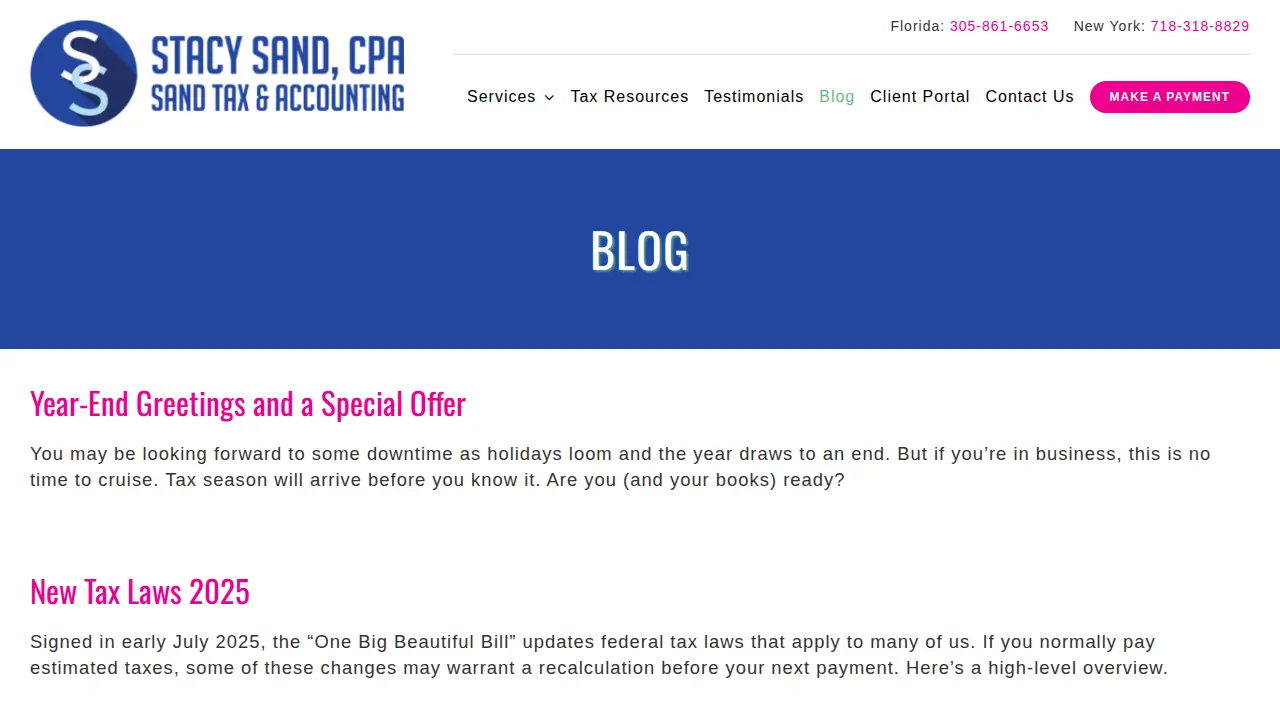 Sand Tax & Accounting Services page