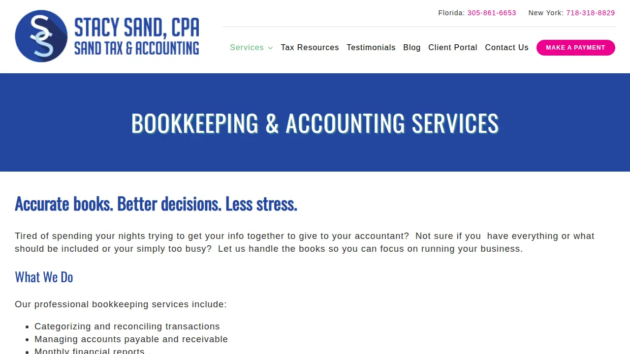 Sand Tax & Accounting Services page