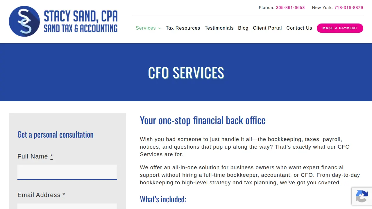Sand Tax & Accounting Services page