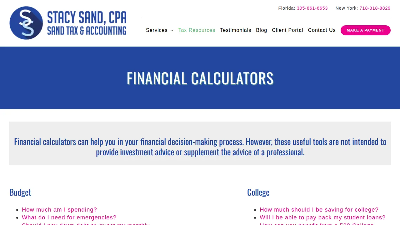 Sand Tax & Accounting Services page