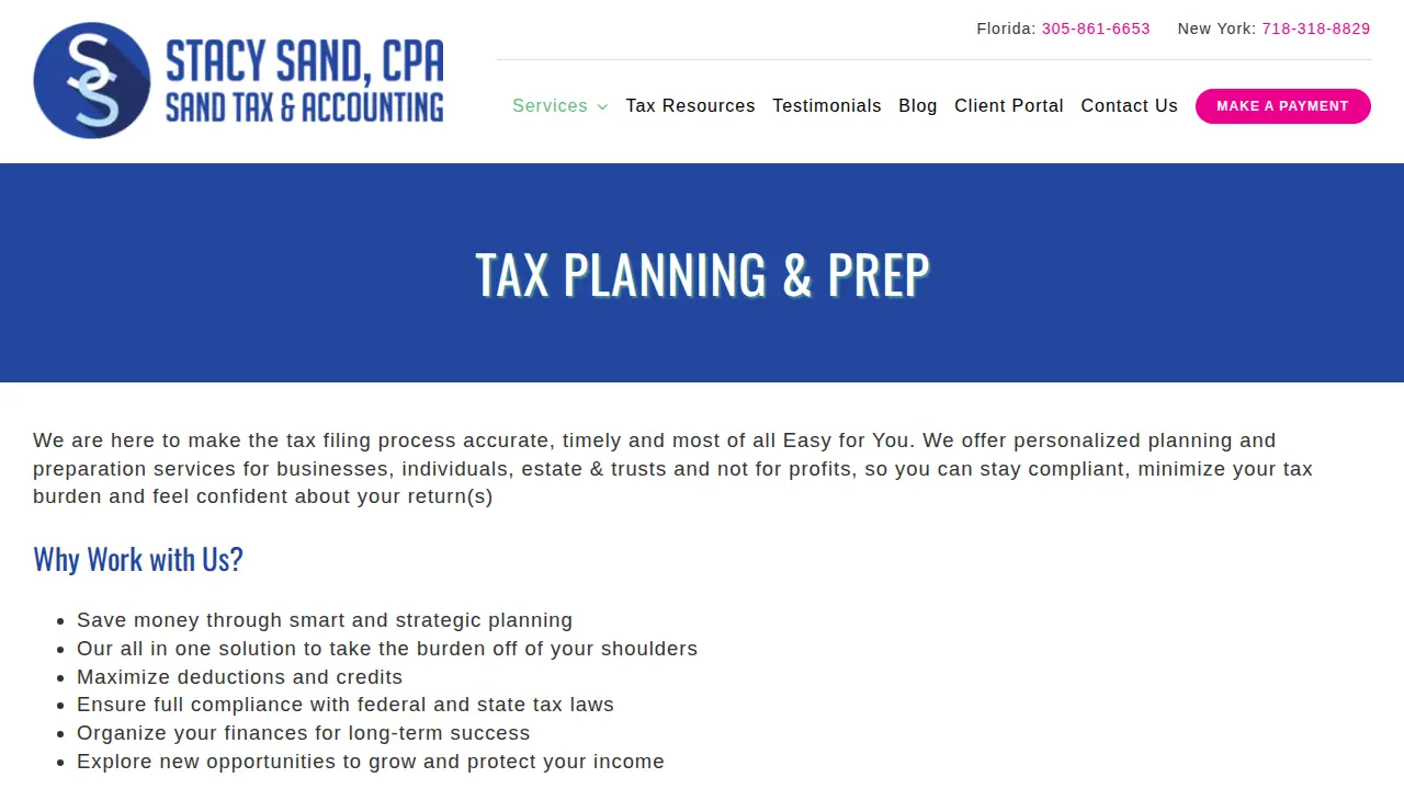 Sand Tax & Accounting Services page