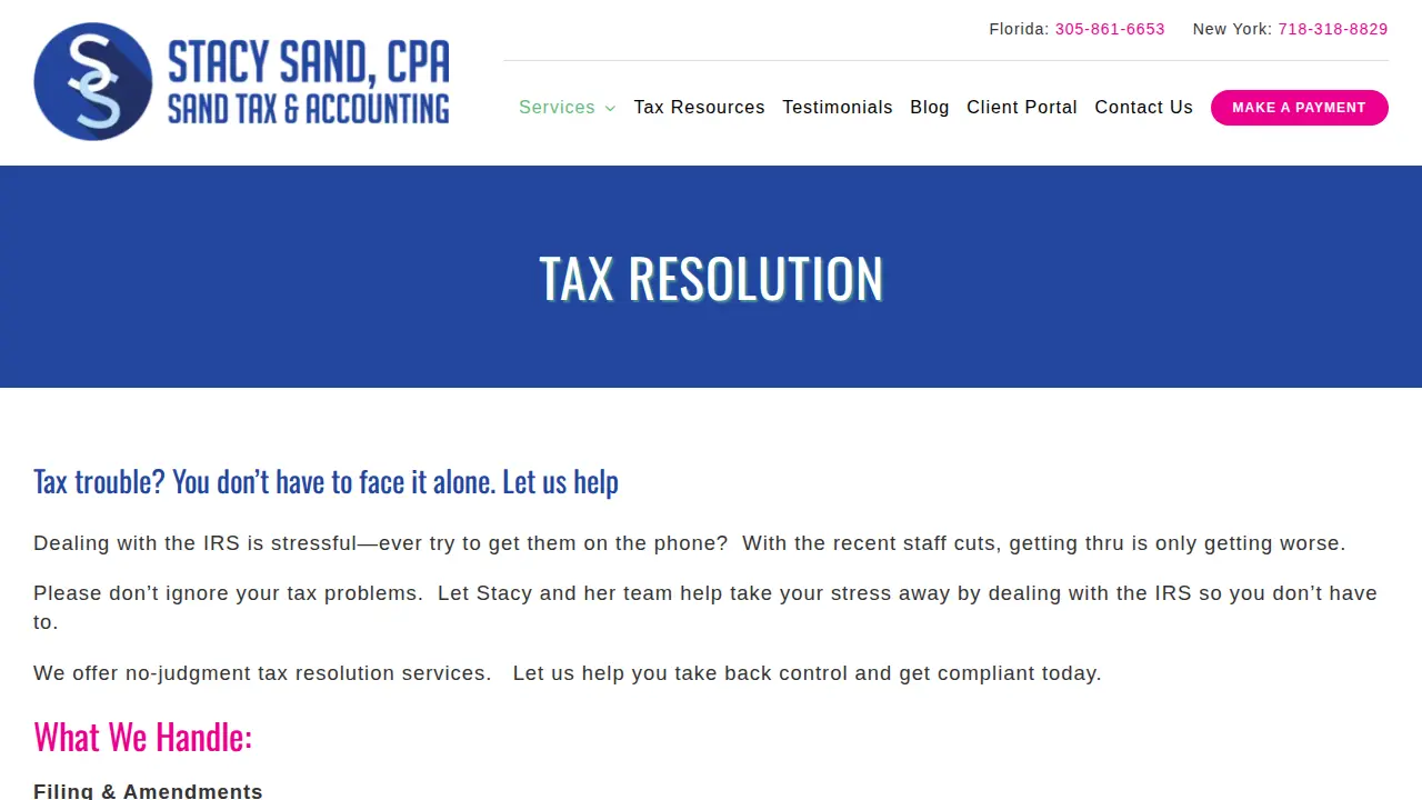Sand Tax & Accounting Services page