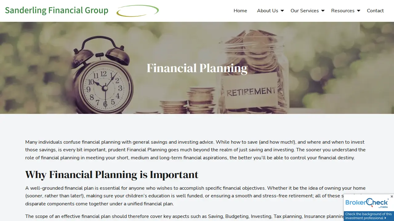 Sanderling Financial Group page