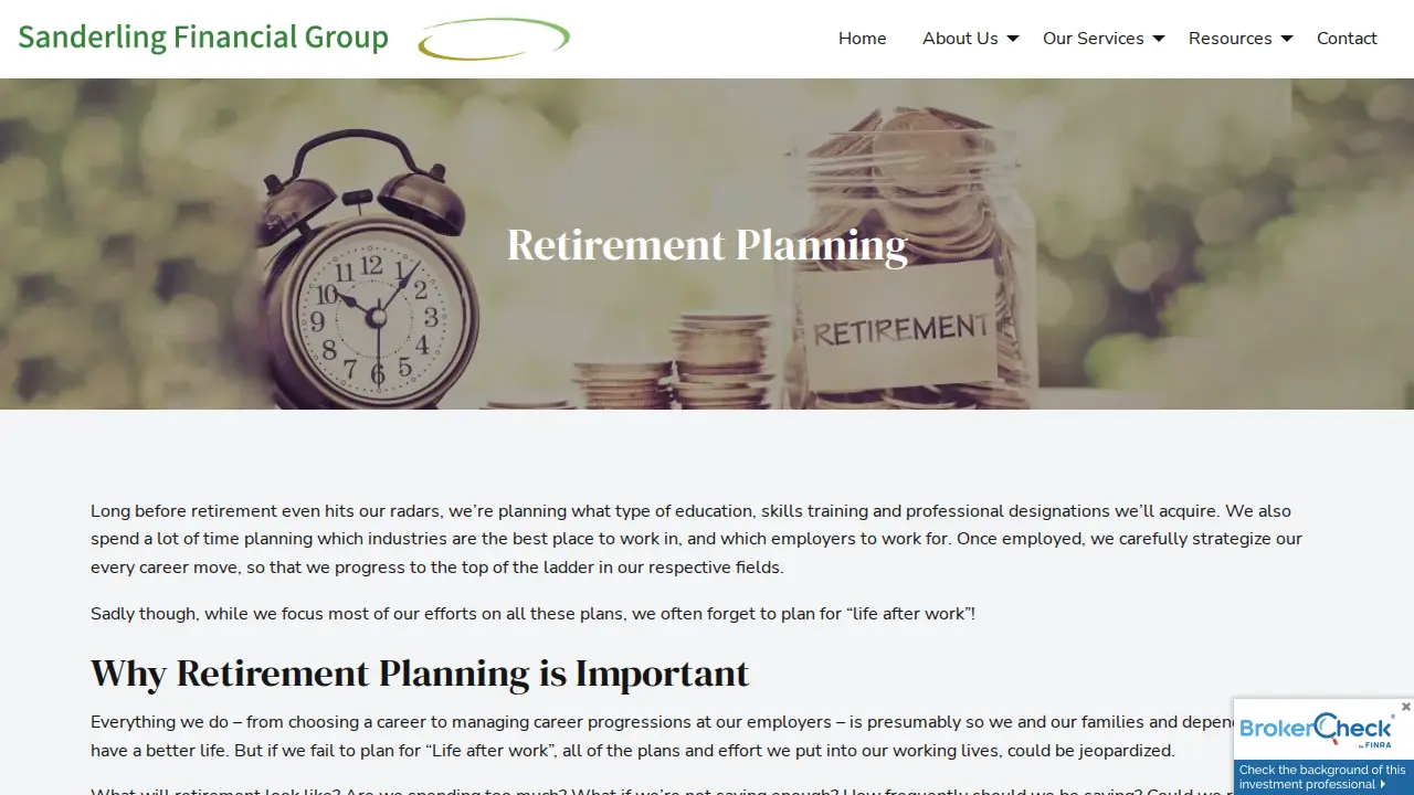 Sanderling Financial Group page