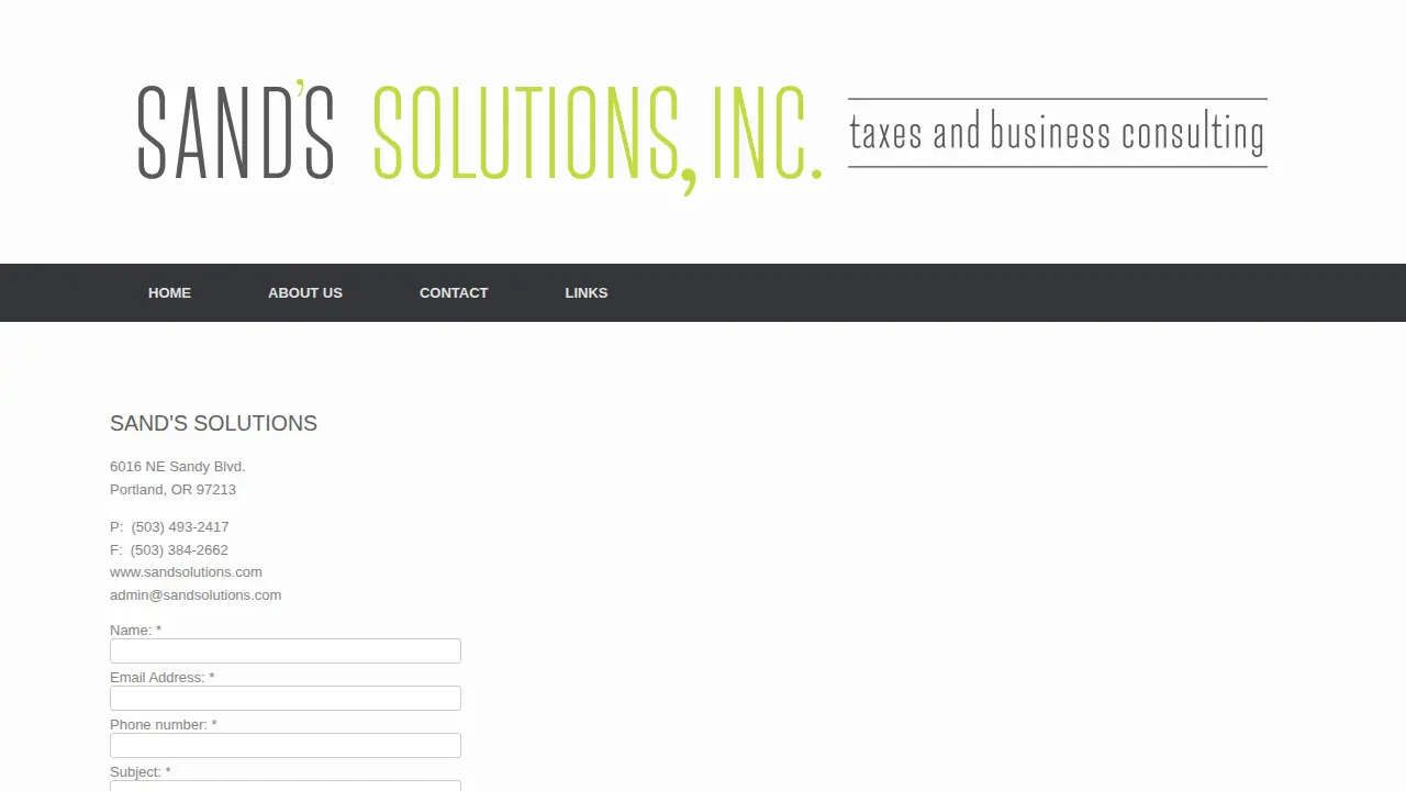 SAND'S SOLUTIONS taxes + business consulting page