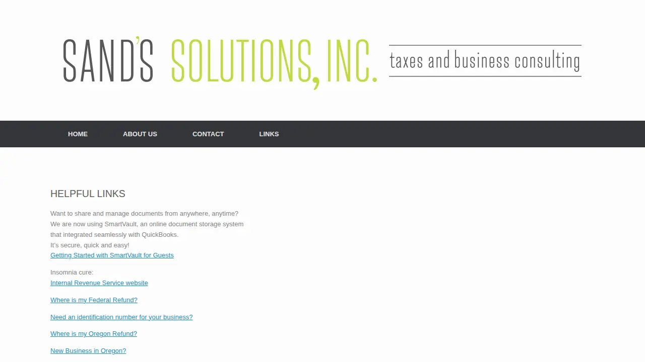SAND'S SOLUTIONS taxes + business consulting page