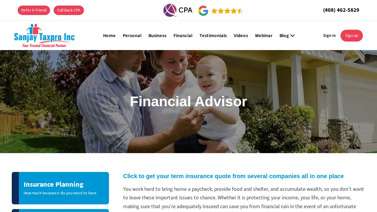 Sanjay Taxpro | Business and Personal Tax Accountant | Indian CPA page
