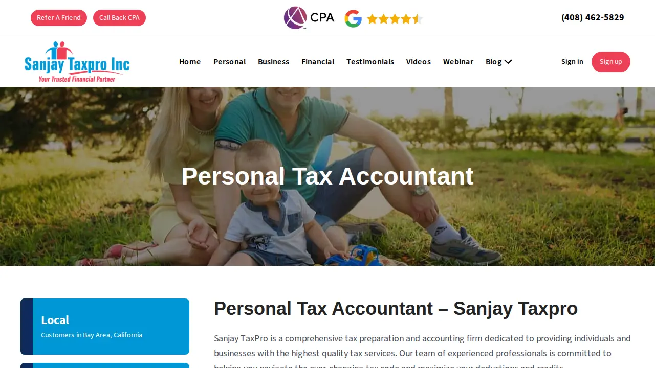 Sanjay Taxpro | Business and Personal Tax Accountant | Indian CPA page