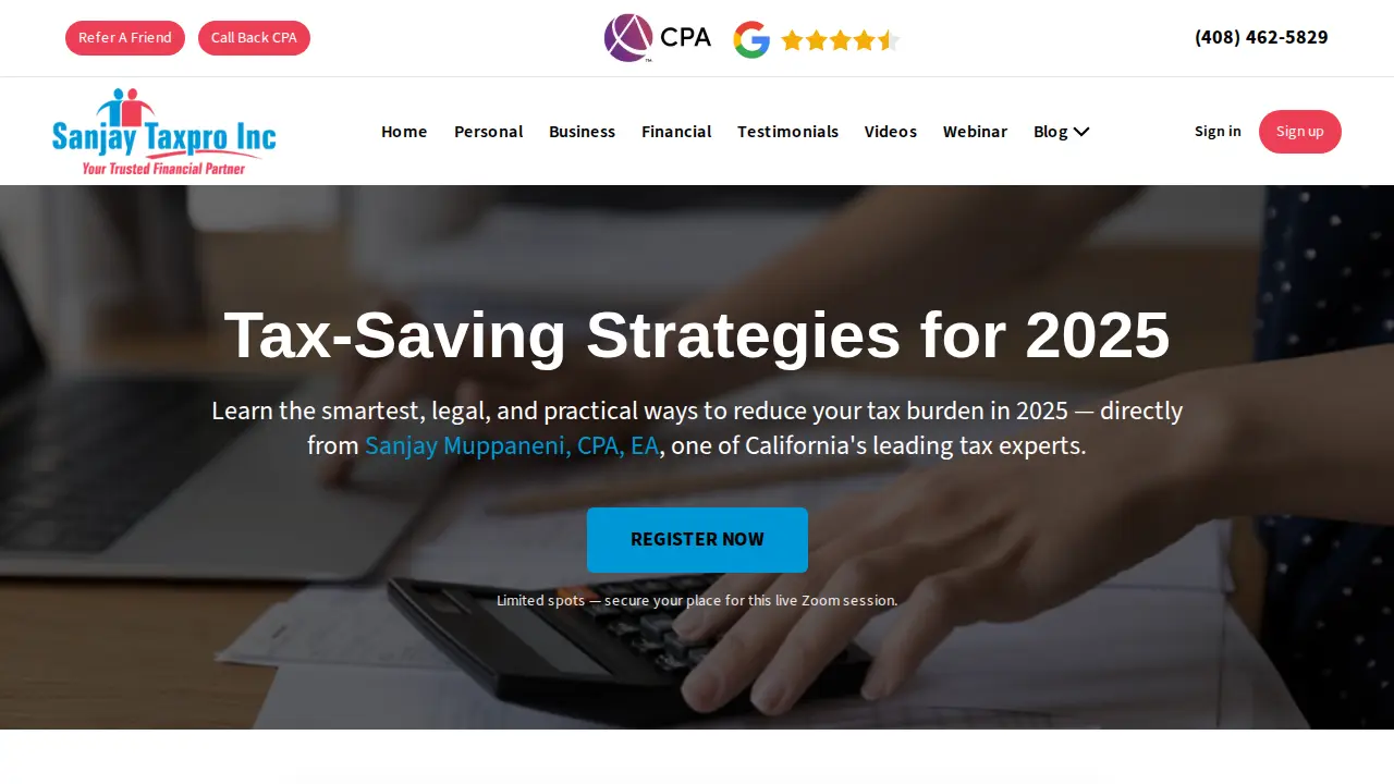 Sanjay Taxpro | Business and Personal Tax Accountant | Indian CPA page