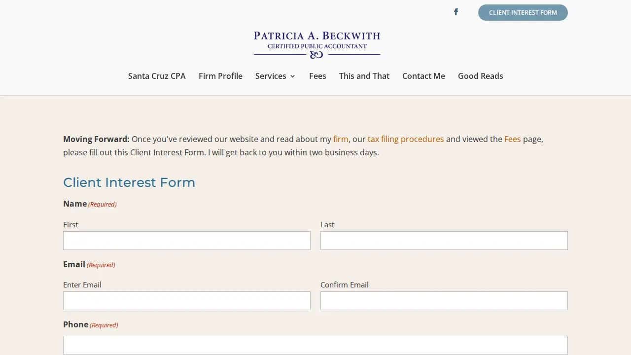 Patricia A. Beckwith, CPA page