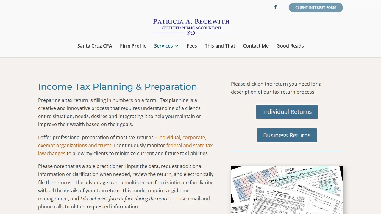 Patricia A. Beckwith, CPA page