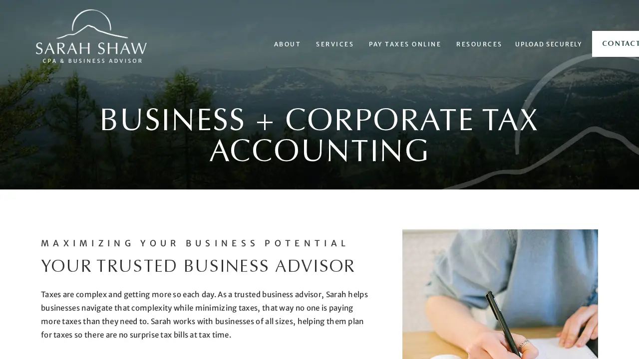 Sarah Shaw, CPA & Business Advisor page